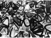 Tappabuchi (particolare), oggetti su stoffa serigrafata,  dimensini variabili,  1993, Castello di Rivara, (TO)