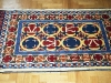 Ok un cazzo blue and red,  lana annodata a mano su ordito di cotone,  cm.90x140,  2000