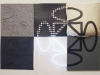 Terra-terra(composizione 6 elementi),  serigrafia su materiali vari, neon,   cm. 120x180 ( 60x60 per elemento),  1992
